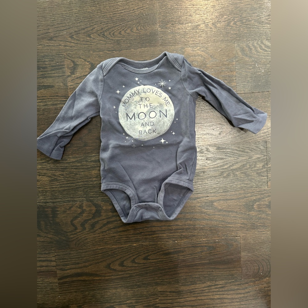9 month boys onesie “Mommy loves me to the moon and back”